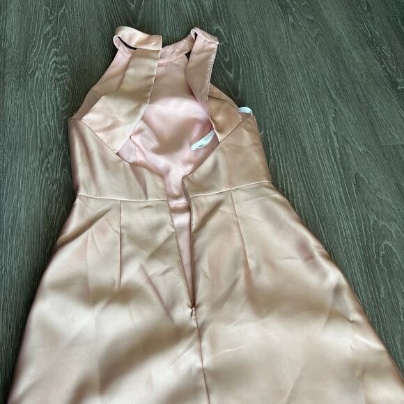 Alfred Sung Dress Size 2 Satin Twill Halter Toasted Sugar Maxi Gown D772 - Picture 16 of 16